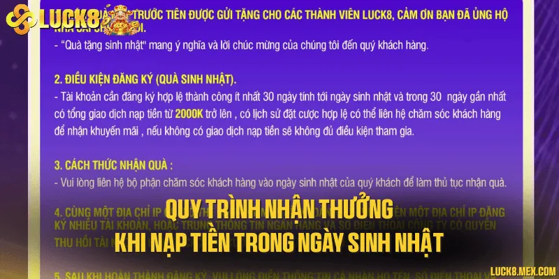 Nạp Tiền Trong Ngày Sinh Nhật – Chính Sách Tri Ân Khách Hàng Quy trình nhận thưởng khi nạp tiền trong ngày sinh nhật